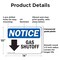 Signmission Gas Shutoff Down Arrow OSHA Notice Sign, Plastic, 14in W x 10in L, 2PK OS-2PACK-NS-P-1014-L-13022 - alternate 5